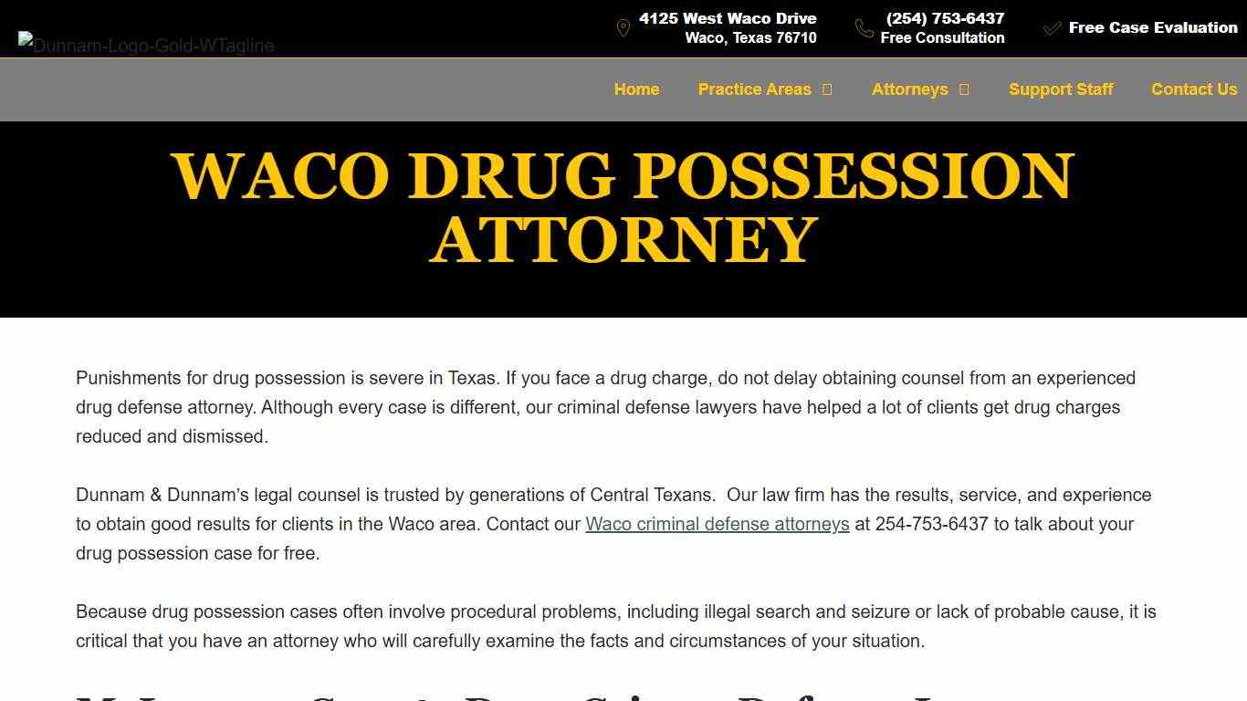 Waco Drug Possession Attorney McLennan County Lawyer