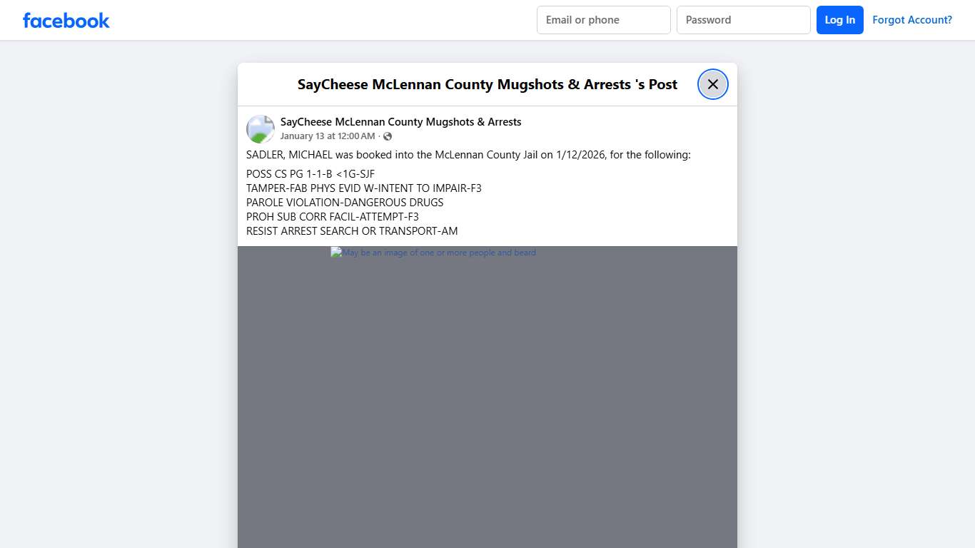 SADLER,... - SayCheese McLennan County Mugshots & Arrests Facebook